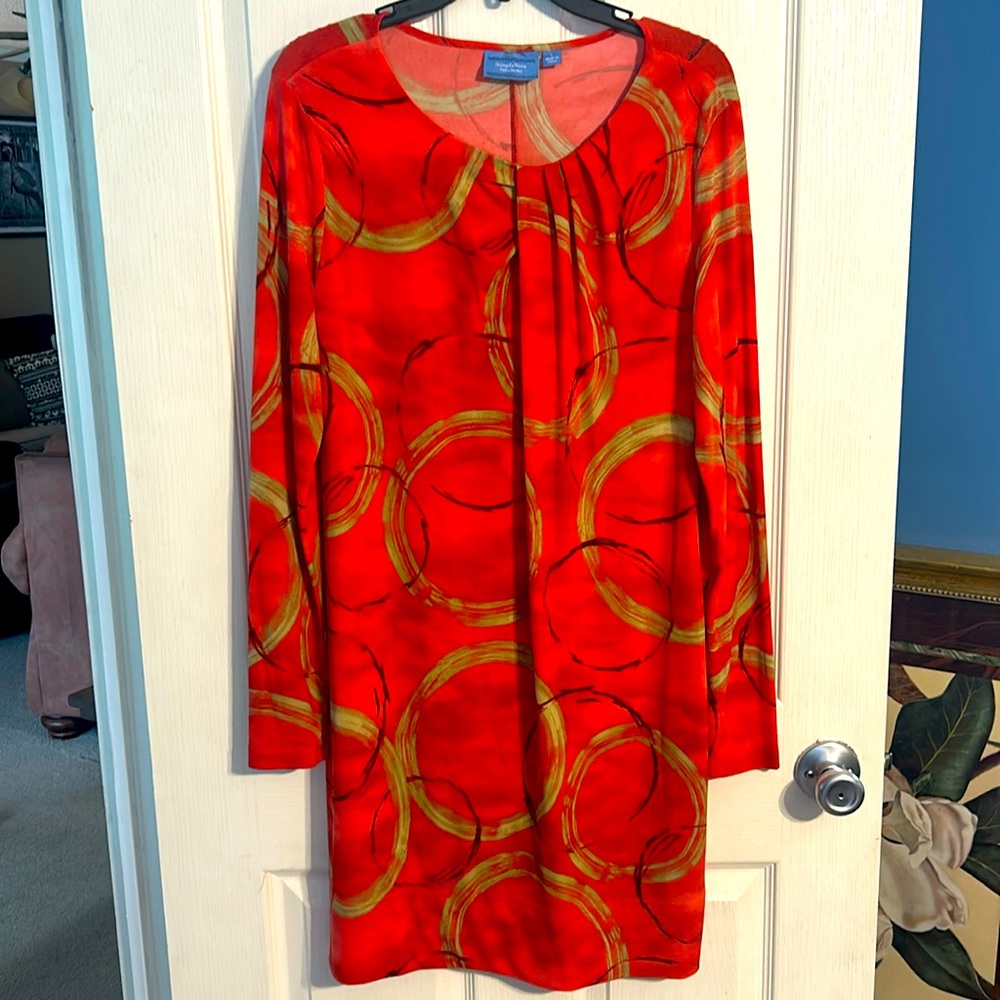 Simply Vera Wang Coral and Green Dress L